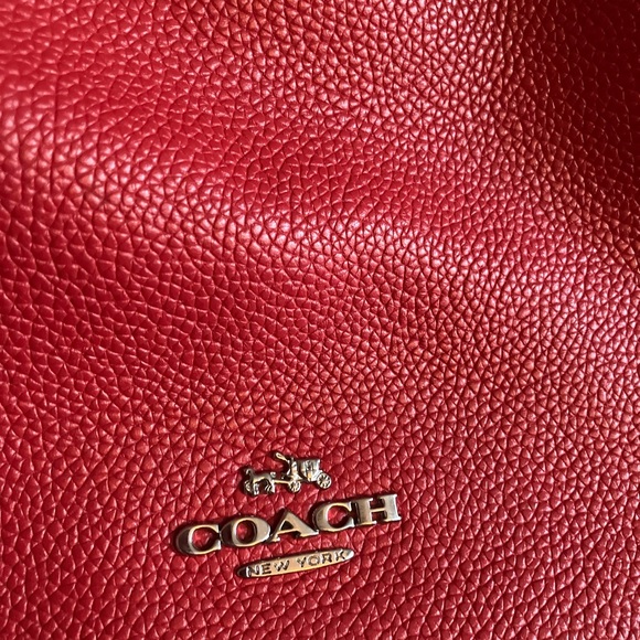 COACH Edie Refined Pebble Leather Lux Jasper Red Shoulder Bag - Picture 4 of 16